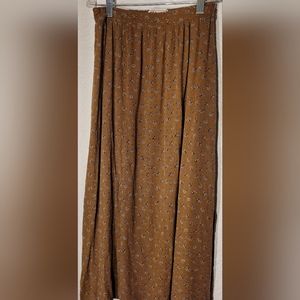 Fatface Brown Midi Skirt with slits Bohemian Floral Cottage